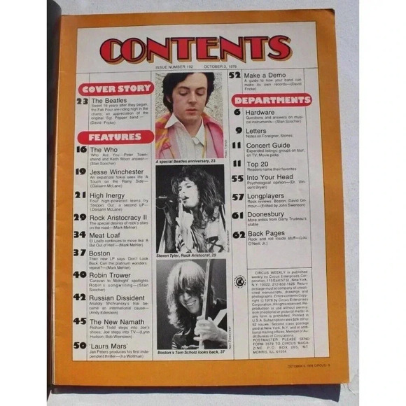Circus Magazine October 1978 The Beatles Keith Moon The Who Van Halen Meat Loaf - Picture 2 of 5